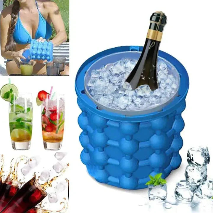 FlexiBucket: O Mini Balde de Silicone De Gelo Portátil Redondo que Mantém suas Bebidas Sempre Refrescantes!