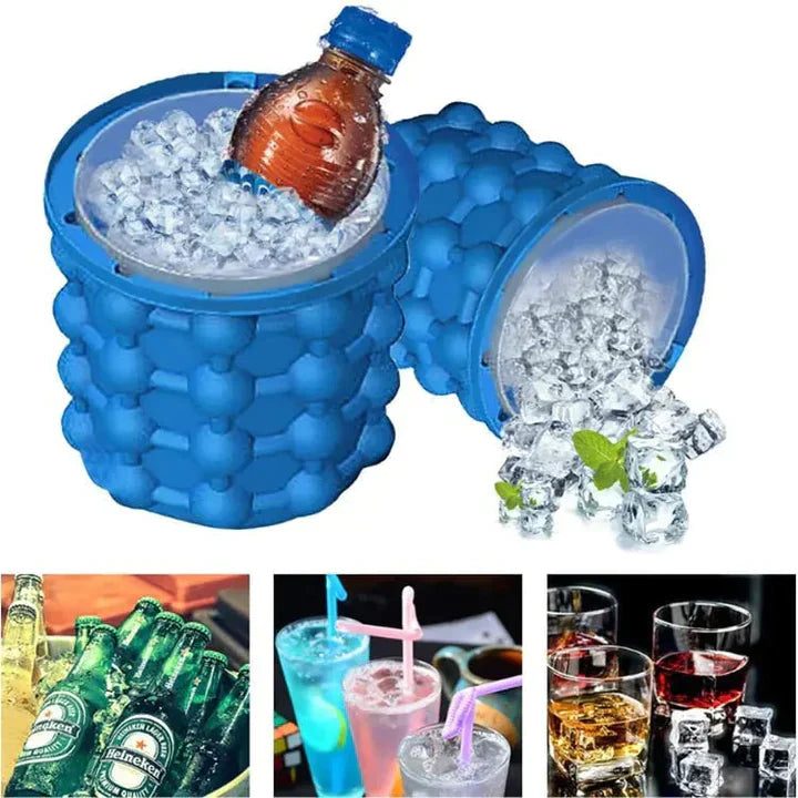 FlexiBucket: O Mini Balde de Silicone De Gelo Portátil Redondo que Mantém suas Bebidas Sempre Refrescantes!